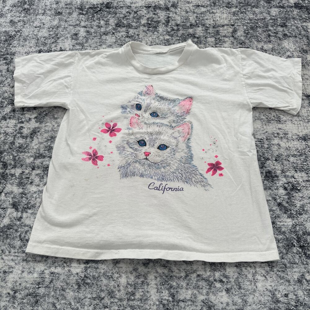 Vintages 80s/90s California‎ Cats Shirt Single Stitch Kitty Kitten Women's Top